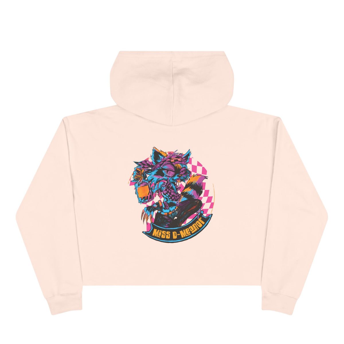 Cropped Hoodie — Neon Cyberpunk Raccoon Graphic (Miss D Meanor)