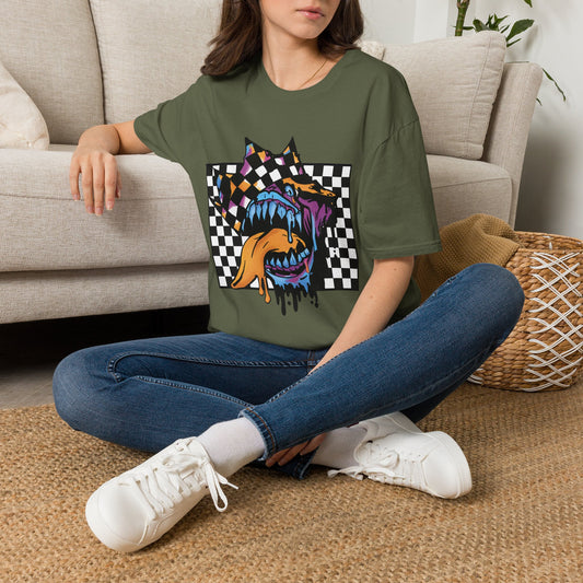 Checkerboard Punk Graphic T-Shirt — Colorful Dripping Streetwear Tee