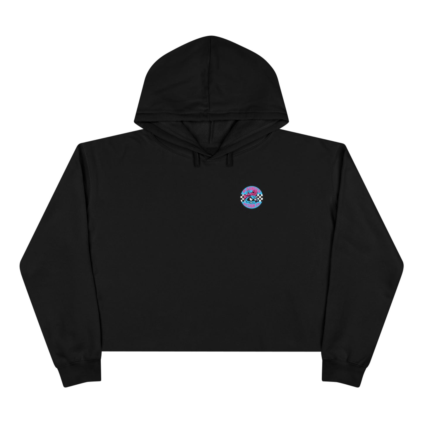 Cropped Hoodie — Neon Cyberpunk Raccoon Graphic (Miss D Meanor)