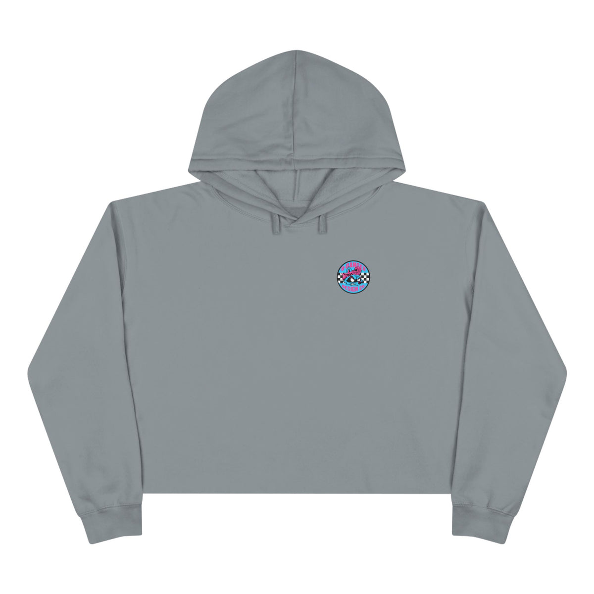 Cropped Hoodie — Neon Cyberpunk Raccoon Graphic (Miss D Meanor)