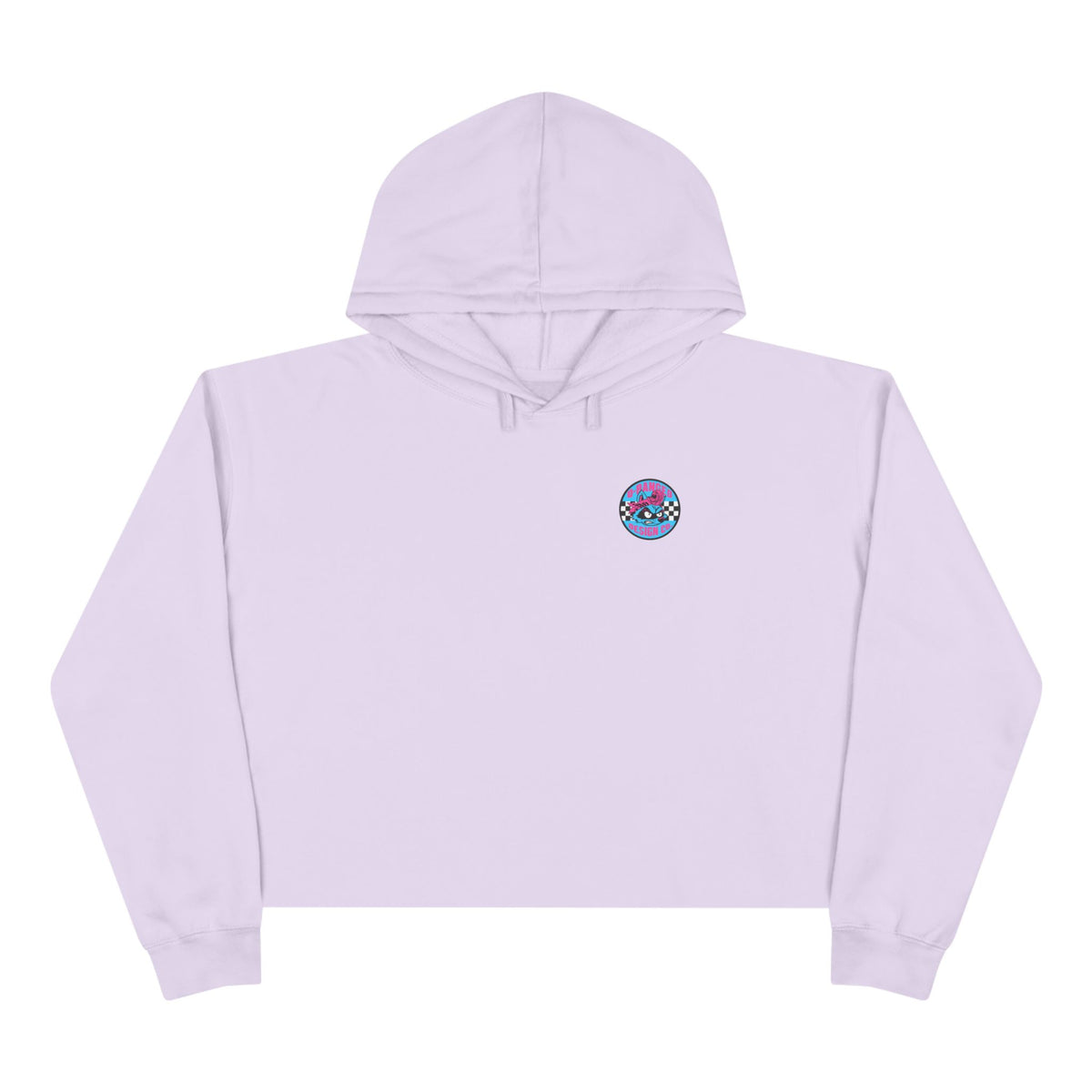 Cropped Hoodie — Neon Cyberpunk Raccoon Graphic (Miss D Meanor)