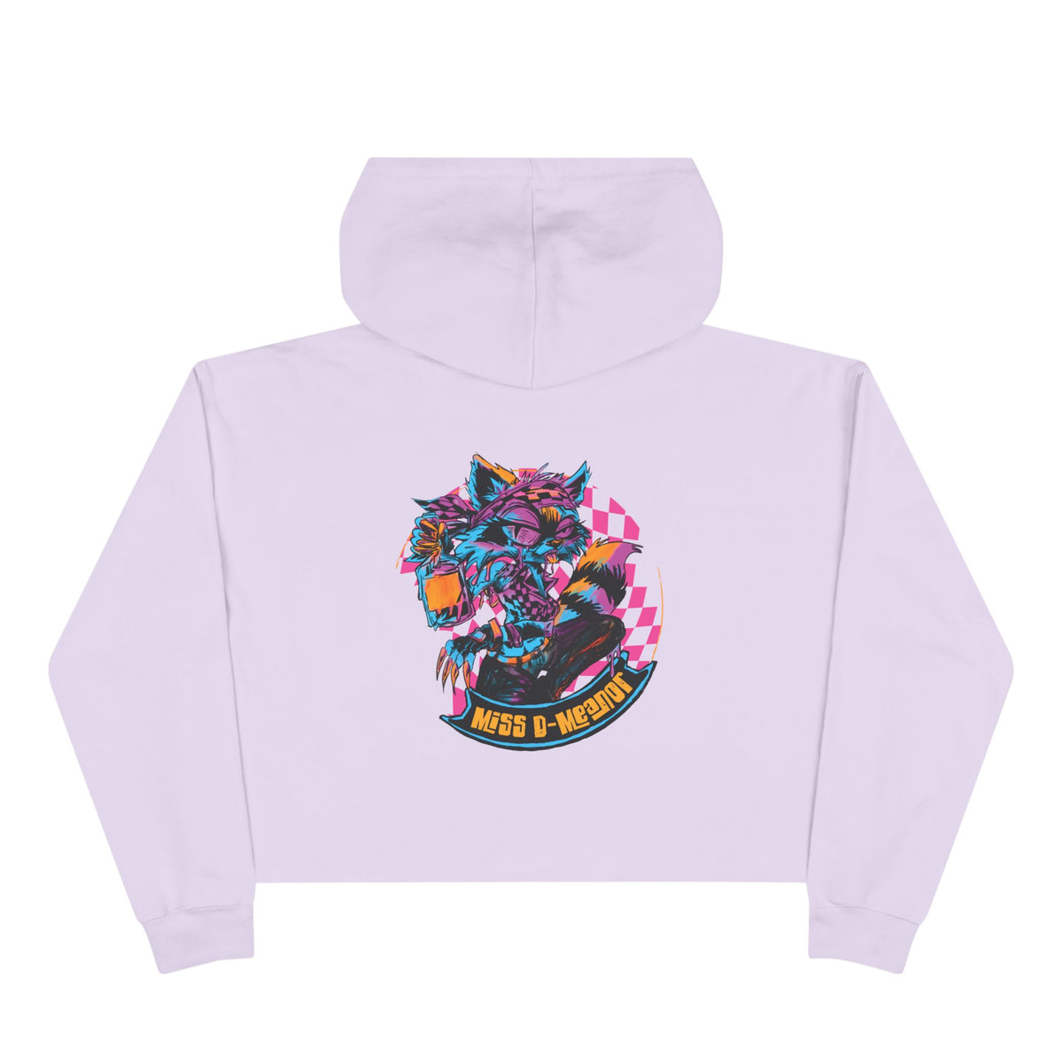 Cropped Hoodie — Neon Cyberpunk Raccoon Graphic (Miss D Meanor)
