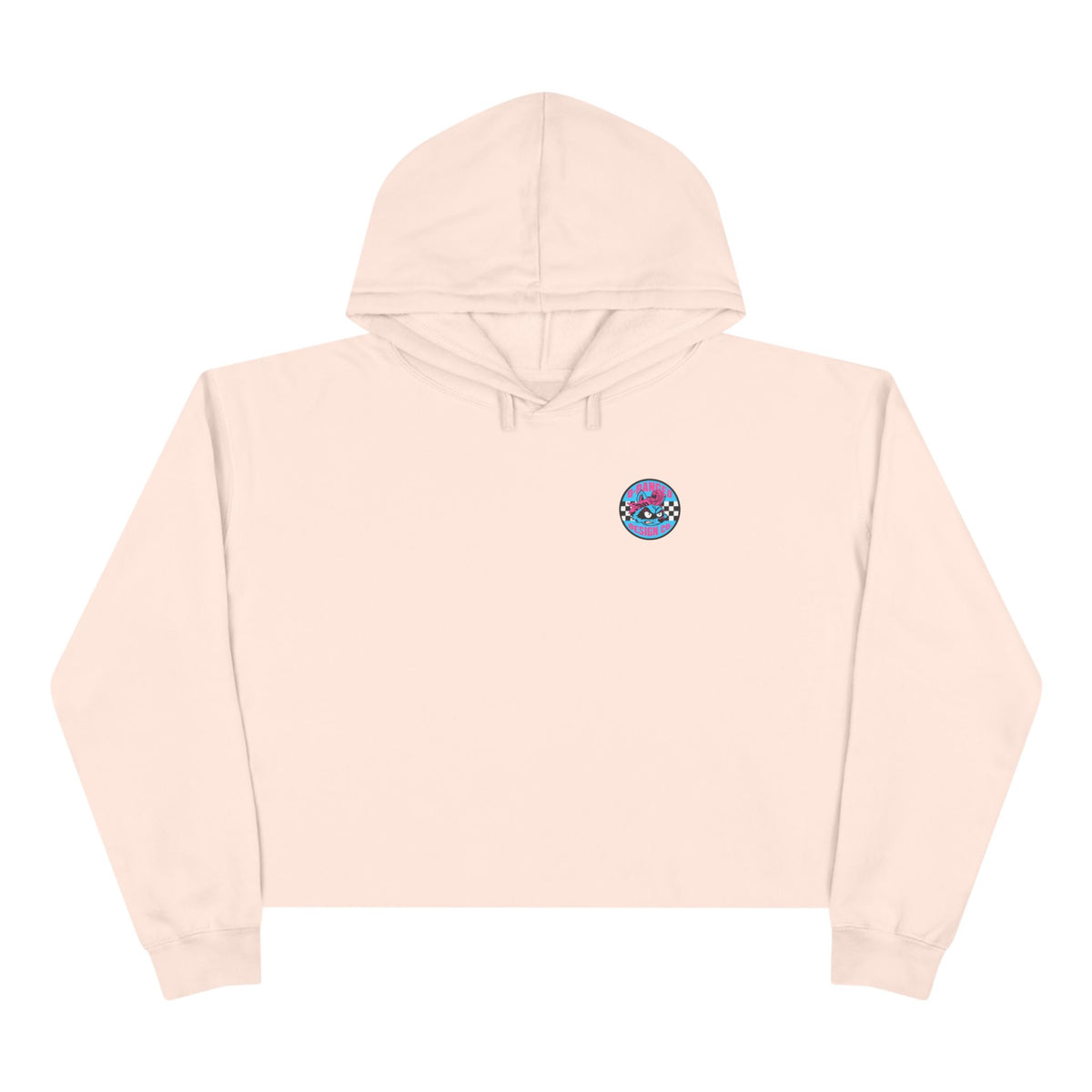 Cropped Hoodie — Neon Cyberpunk Raccoon Graphic (Miss D Meanor)