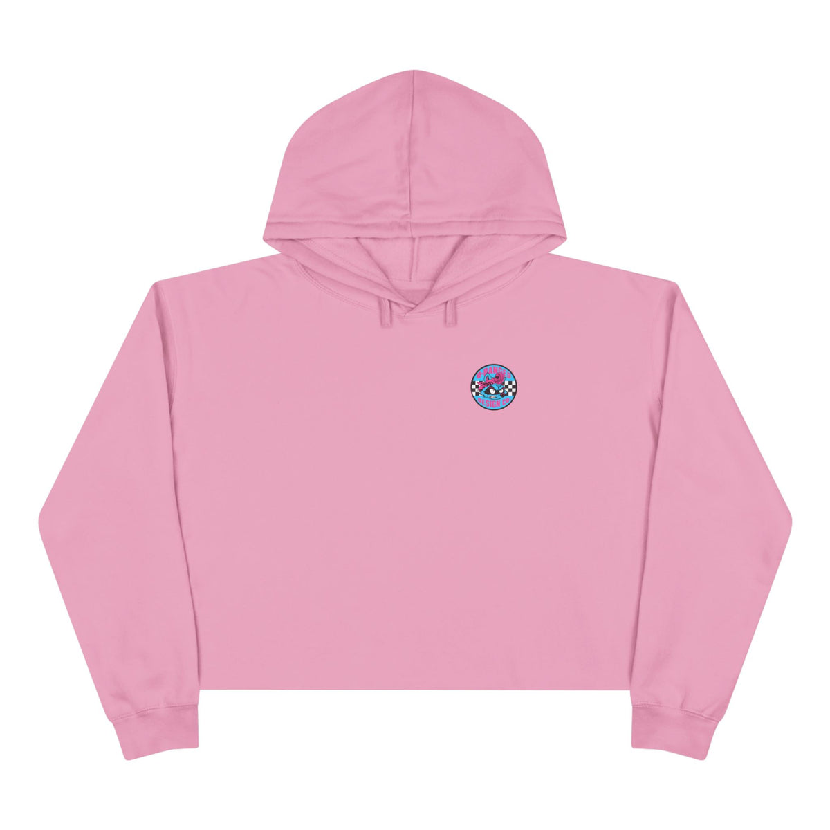 Cropped Hoodie — Neon Cyberpunk Raccoon Graphic (Miss D Meanor)